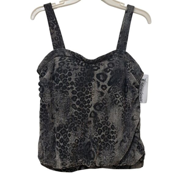 Miraclesuit Leopard Print With Metallic Detail Summer Top Size 10 Black/Gold NWT - Picture 3 of 14